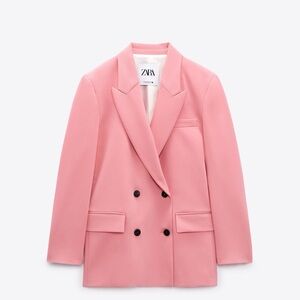 Zara Women's Pink Double-Breasted Blazer! NWT